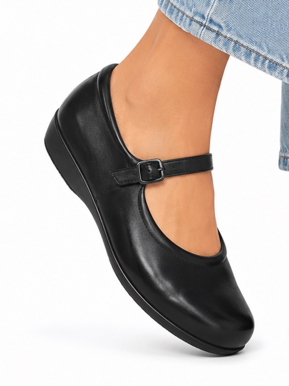 SoftWalk Black Leather Mary Jane Comfort Flats Women's Size 8 $130